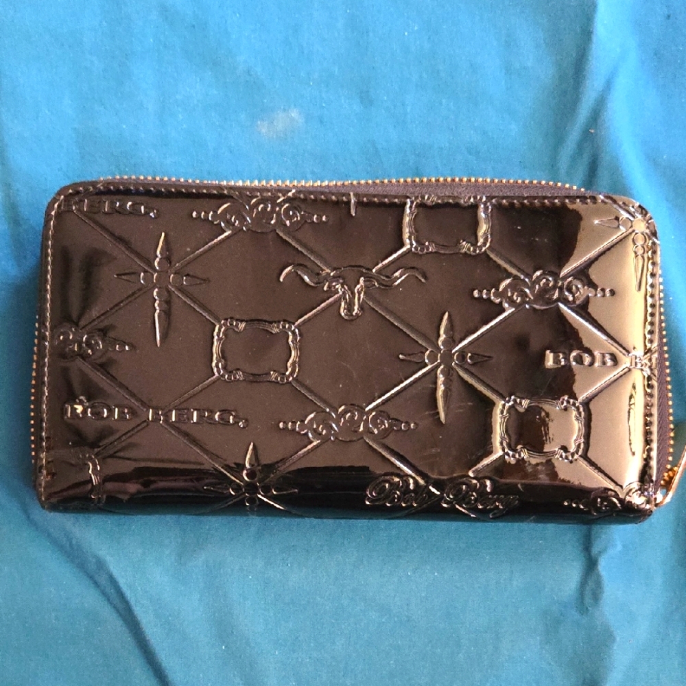 Black Embossed Bob Berg Zip Wallet